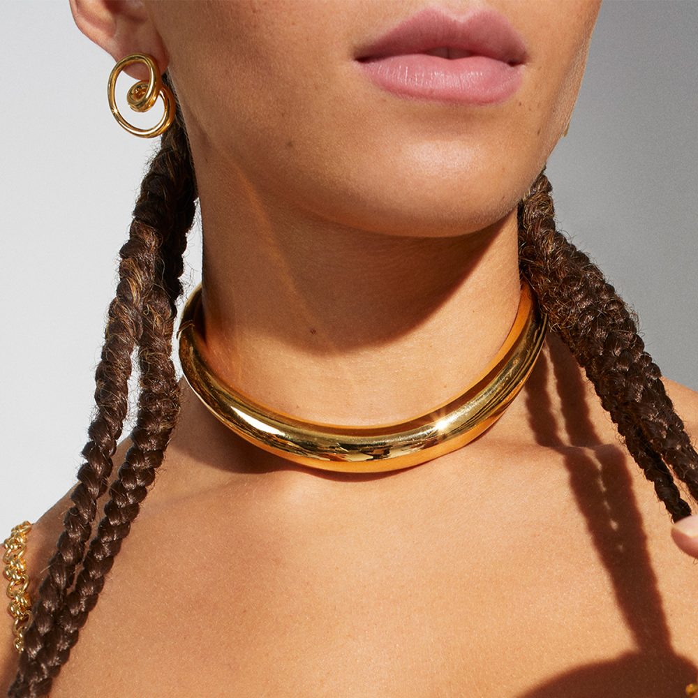 misho 22_0000s_0002_model-wearing-gold-and-hematite-bralette-cold-rings-bracelets-and-a-gold-chocker-from-misho-jeweller
