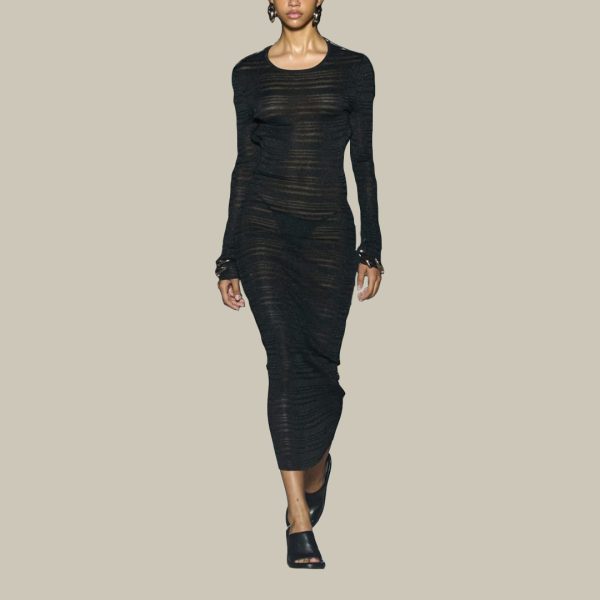 Dress Wet Striped Sheer in Black - Image 3