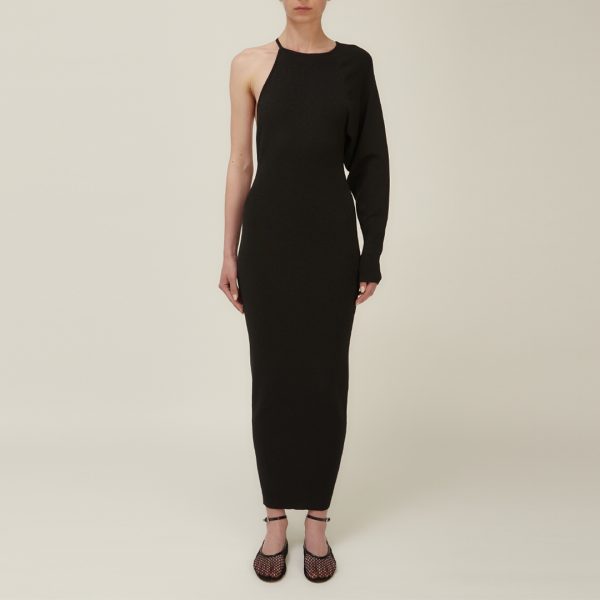 Dress Wet Mono Shoulder in Black