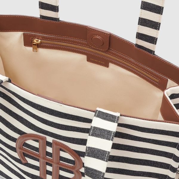 Tote Lara in Black & Natural Stripe - Image 3