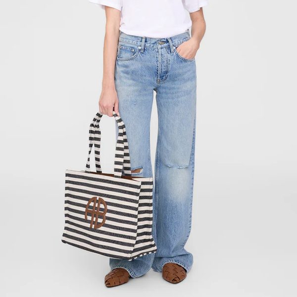 Tote Lara in Black & Natural Stripe - Image 2
