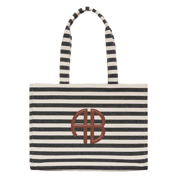 Tote Lara in Black & Natural Stripe