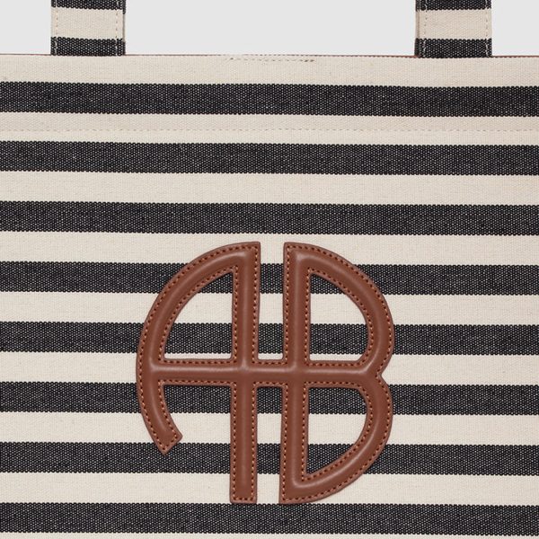 Tote Lara in Black & Natural Stripe - Image 4