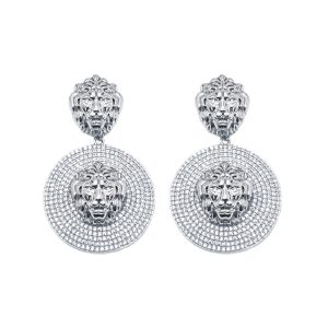 Earrings Lion Crystals in Silver