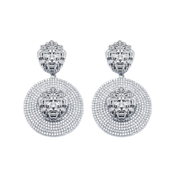 Earrings Lion Crystals in Silver