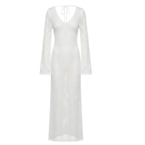 Dress V Neck in White